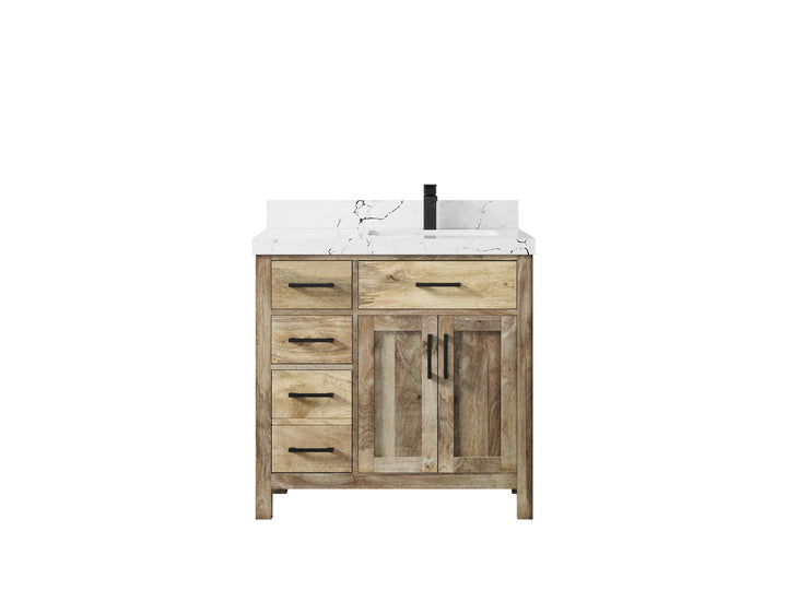 Malibu Mango Wood 36 in. W x 22 in. D Right Offset Sink Bathroom Vanity - photo 48