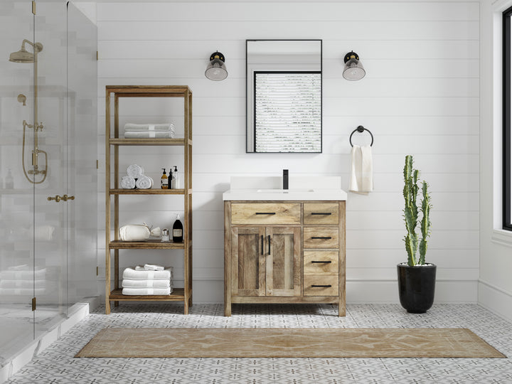 Malibu Mango Wood 36 in. W x 22 in. D Center Sink Bathroom Vanity - photo 15