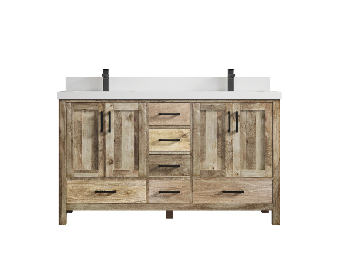 Malibu Mango Wood 60 in. W x 22 in. D Double Sink Bathroom Vanity