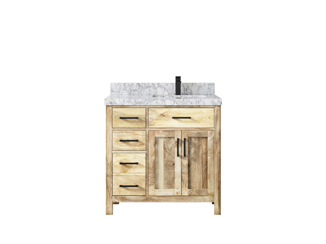 Malibu Mango Wood 36 in. W x 22 in. D Right Offset Sink Bathroom Vanity