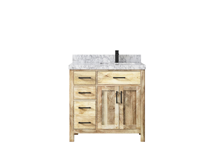 Malibu Mango Wood 36 in. W x 22 in. D Right Offset Sink Bathroom Vanity - photo 29
