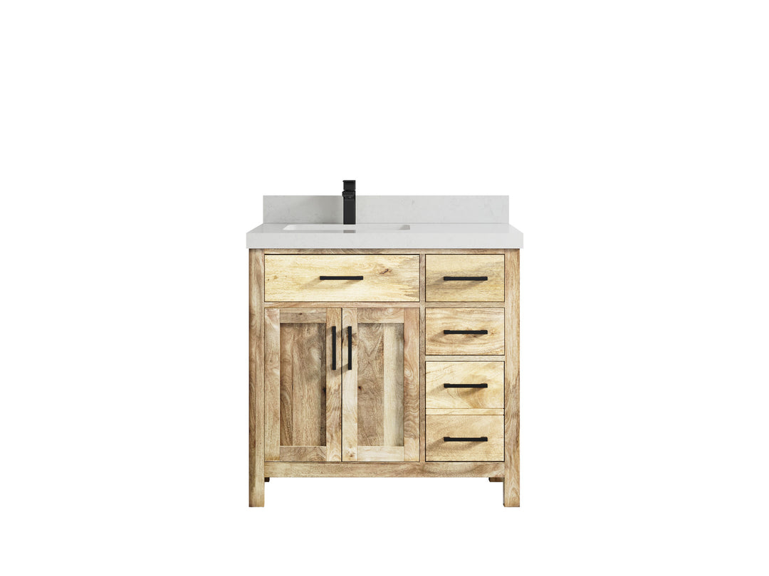 Malibu Mango Wood 36 in. W x 22 in. D Left Offset Sink Bathroom Vanity