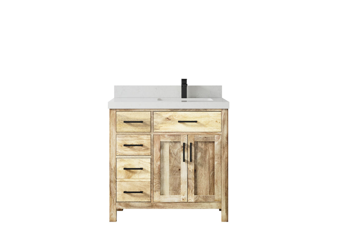 Malibu Mango Wood 36 in. W x 22 in. D Right Offset Sink Bathroom Vanity