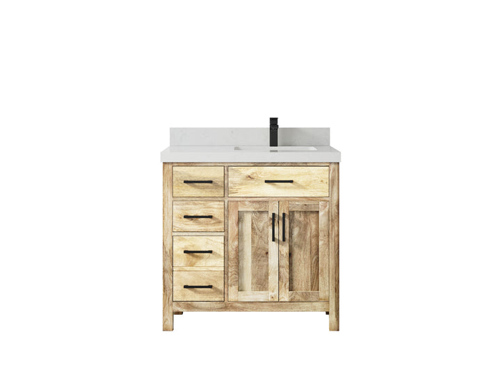 Malibu Mango Wood 36 in. W x 22 in. D Right Offset Sink Bathroom Vanity - photo 31