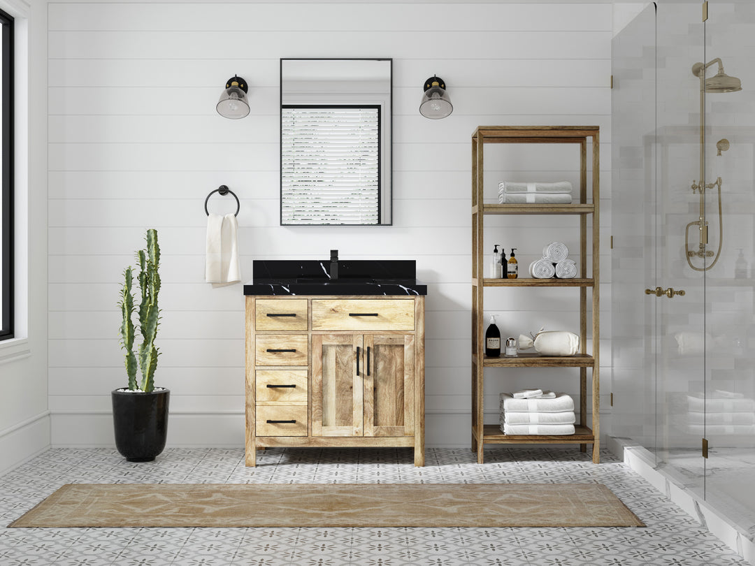 Malibu Mango Wood 36" W x 22" D Center Sink Vanity for a Luxe Bathroom Look