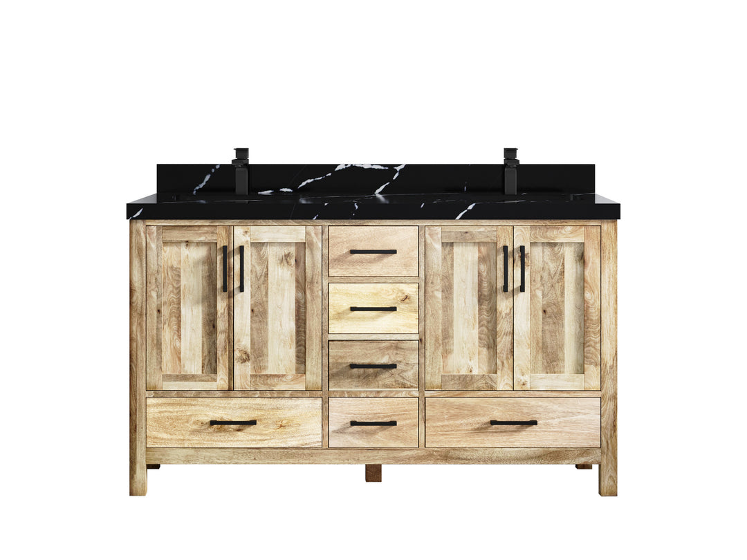 Malibu Mango Wood 60 in. W x 22 in. D Double Sink Bathroom Vanity