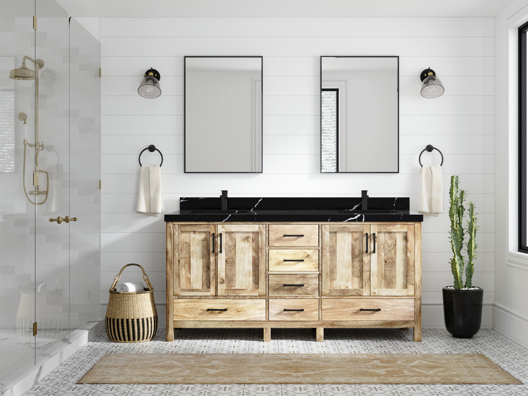 Malibu Mango Wood 72 in. W x 22 in. D Double Sink Bathroom Vanity
