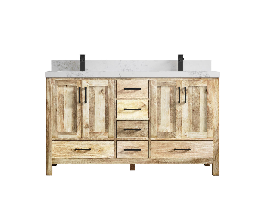 Malibu Mango Wood 60 in. W x 22 in. D Double Sink Bathroom Vanity