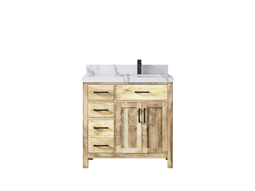 Malibu Mango Wood 36 in. W x 22 in. D Right Offset Sink Bathroom Vanity