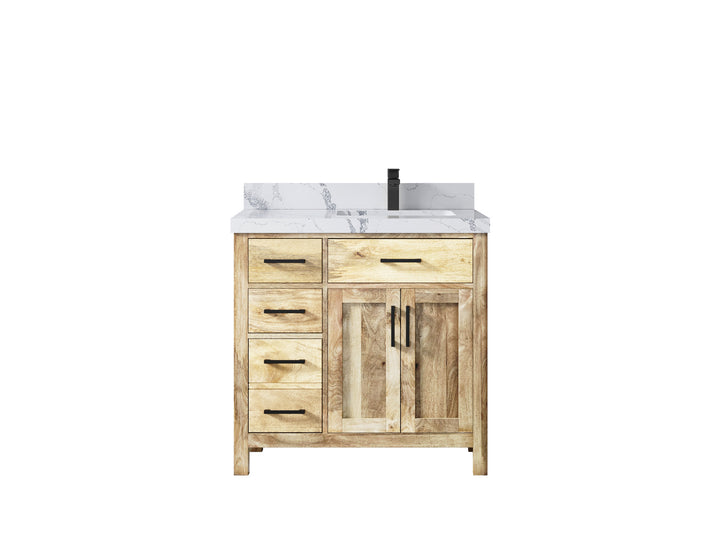 Malibu Mango Wood 36 in. W x 22 in. D Right Offset Sink Bathroom Vanity - photo 25
