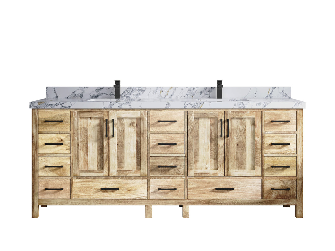 Malibu Mango Wood 84 in. W x 22 in. D Double Sink Bathroom Vanity