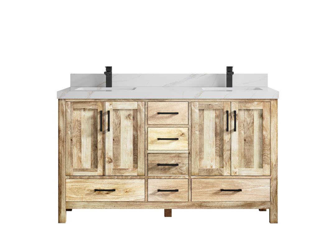 Malibu Mango Wood 60 in. W x 22 in. D Double Sink Bathroom Vanity