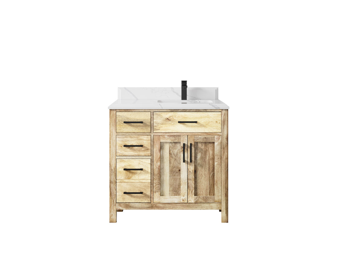 Malibu Mango Wood 36 in. W x 22 in. D Right Offset Sink Bathroom Vanity