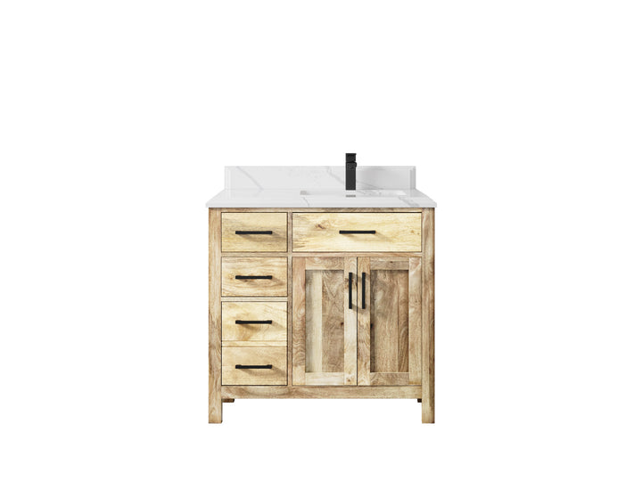 Malibu Mango Wood 36 in. W x 22 in. D Right Offset Sink Bathroom Vanity - photo 33