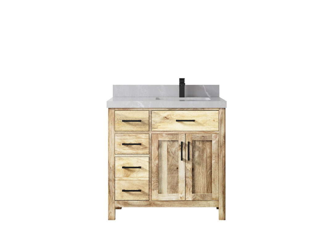 Malibu Mango Wood 36 in. W x 22 in. D Right Offset Sink Bathroom Vanity