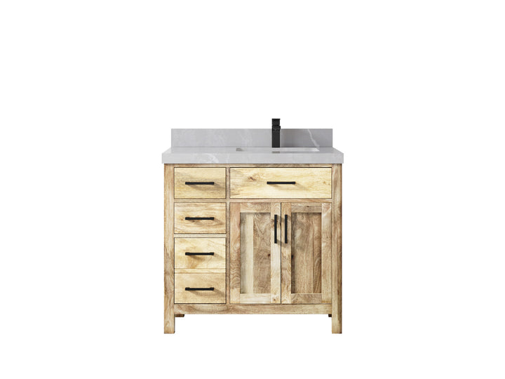 Malibu Mango Wood 36 in. W x 22 in. D Right Offset Sink Bathroom Vanity - photo 41
