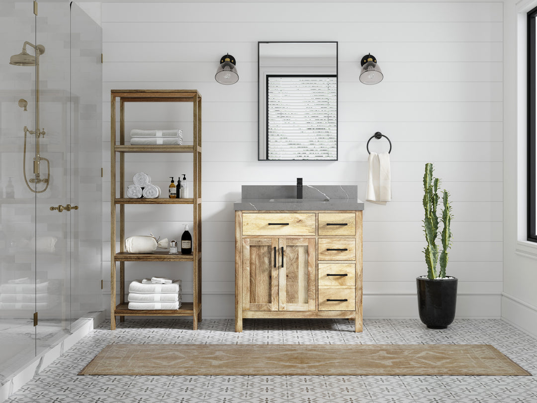 Malibu Mango Wood 36 in. W x 22 in. D Center Sink Bathroom Vanity