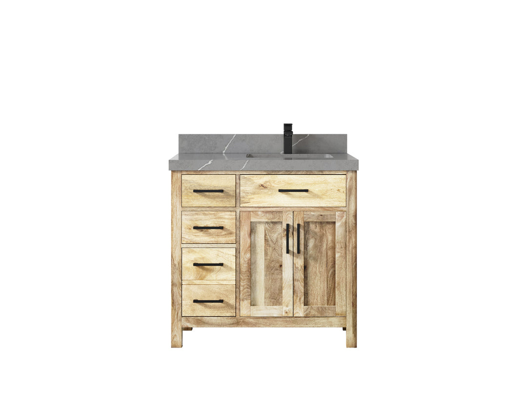 Malibu Mango Wood 36 in. W x 22 in. D Right Offset Sink Bathroom Vanity