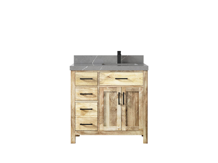 Malibu Mango Wood 36 in. W x 22 in. D Right Offset Sink Bathroom Vanity - photo 43
