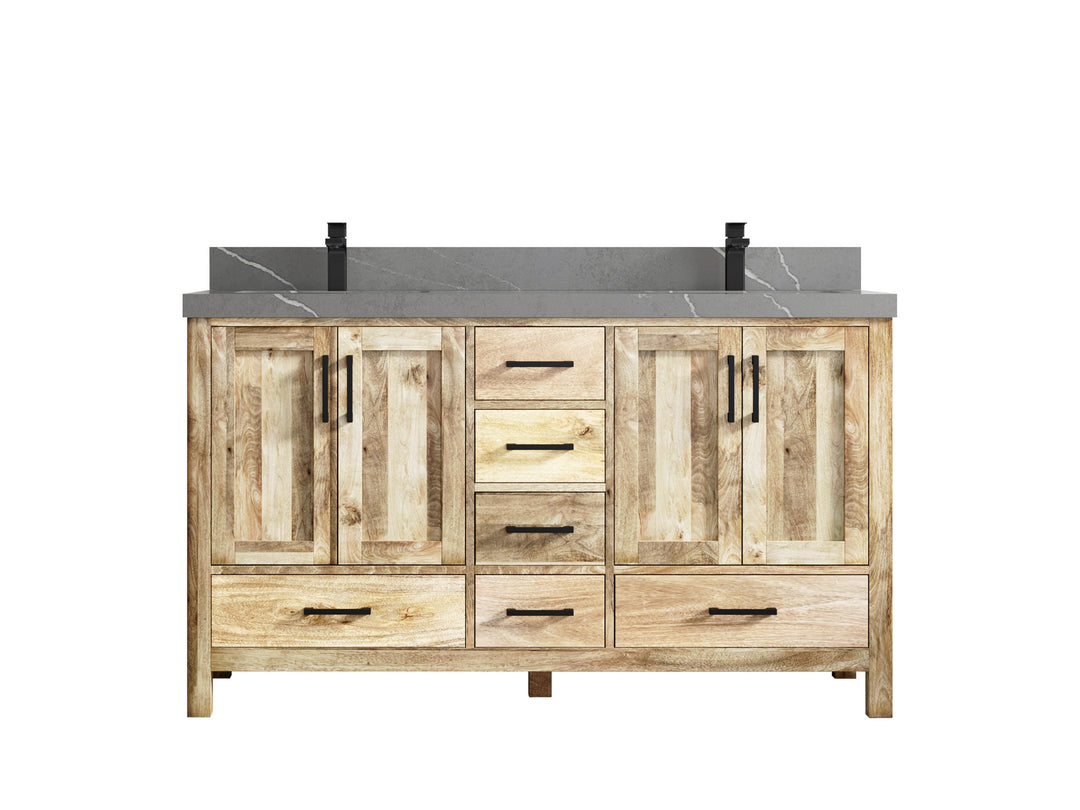 Malibu Mango Wood 60 in. W x 22 in. D Double Sink Bathroom Vanity