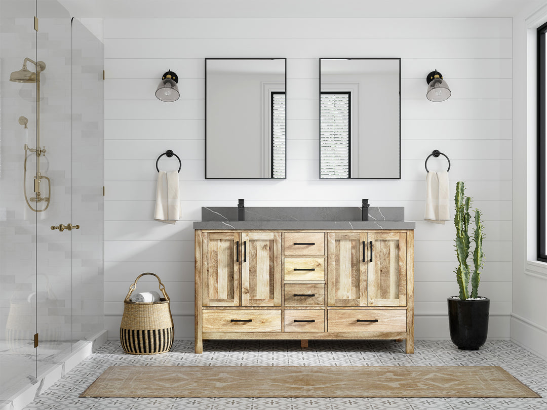 Malibu Mango Wood 60 in. W x 22 in. D Double Sink Bathroom Vanity