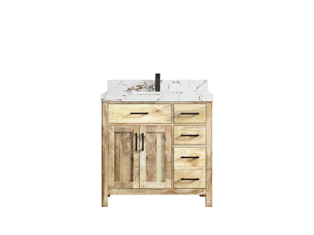 Malibu Mango Wood 36 in. W x 22 in. D Center Sink Bathroom Vanity