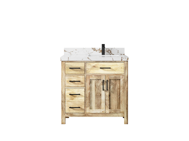 Malibu Mango Wood 36 in. W x 22 in. D Right Offset Sink Bathroom Vanity - photo 45