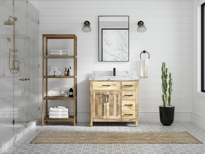 Malibu Mango Wood 36 in. W x 22 in. D Center Sink Bathroom Vanity - photo 47