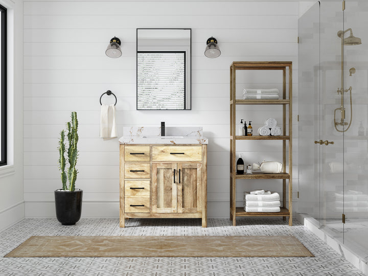 Malibu Mango Wood 36" W x 22" D Center Sink Vanity for a Luxe Bathroom Look - photo 48