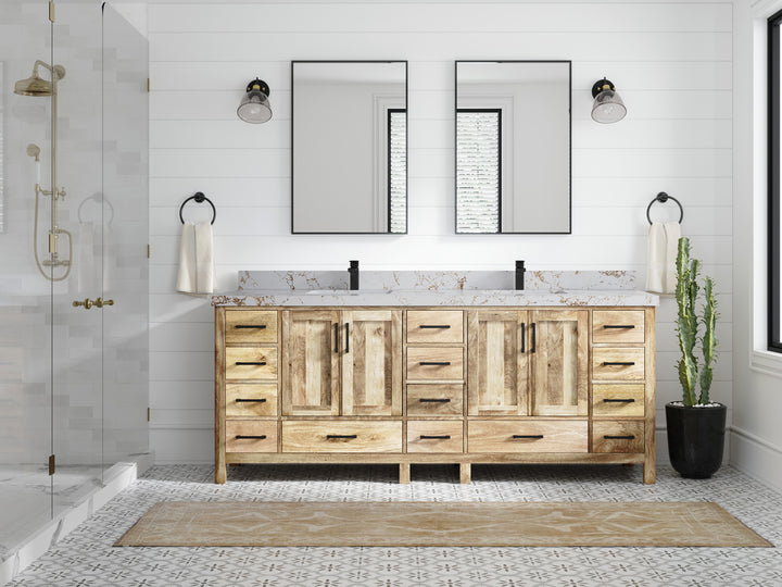 Malibu Mango Wood 84 in. W x 22 in. D Double Sink Bathroom Vanity - photo 48