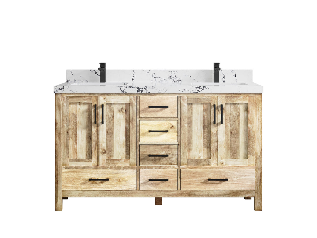 Malibu Mango Wood 60 in. W x 22 in. D Double Sink Bathroom Vanity