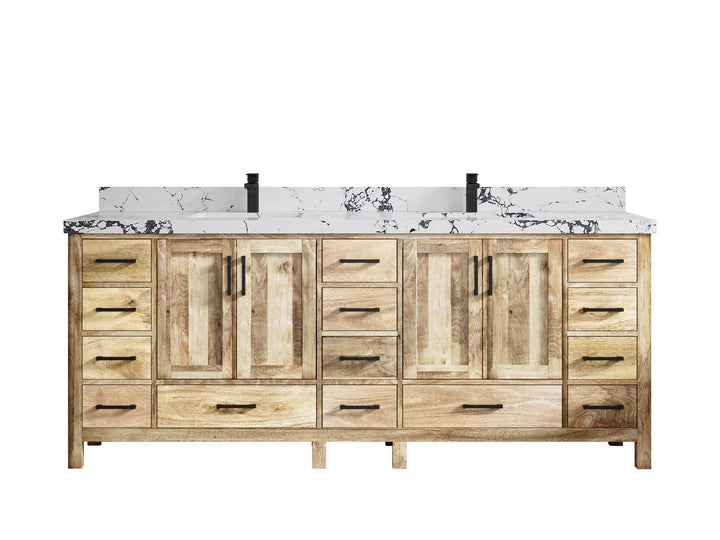 Malibu Mango Wood 84 in. W x 22 in. D Double Sink Bathroom Vanity - photo 49