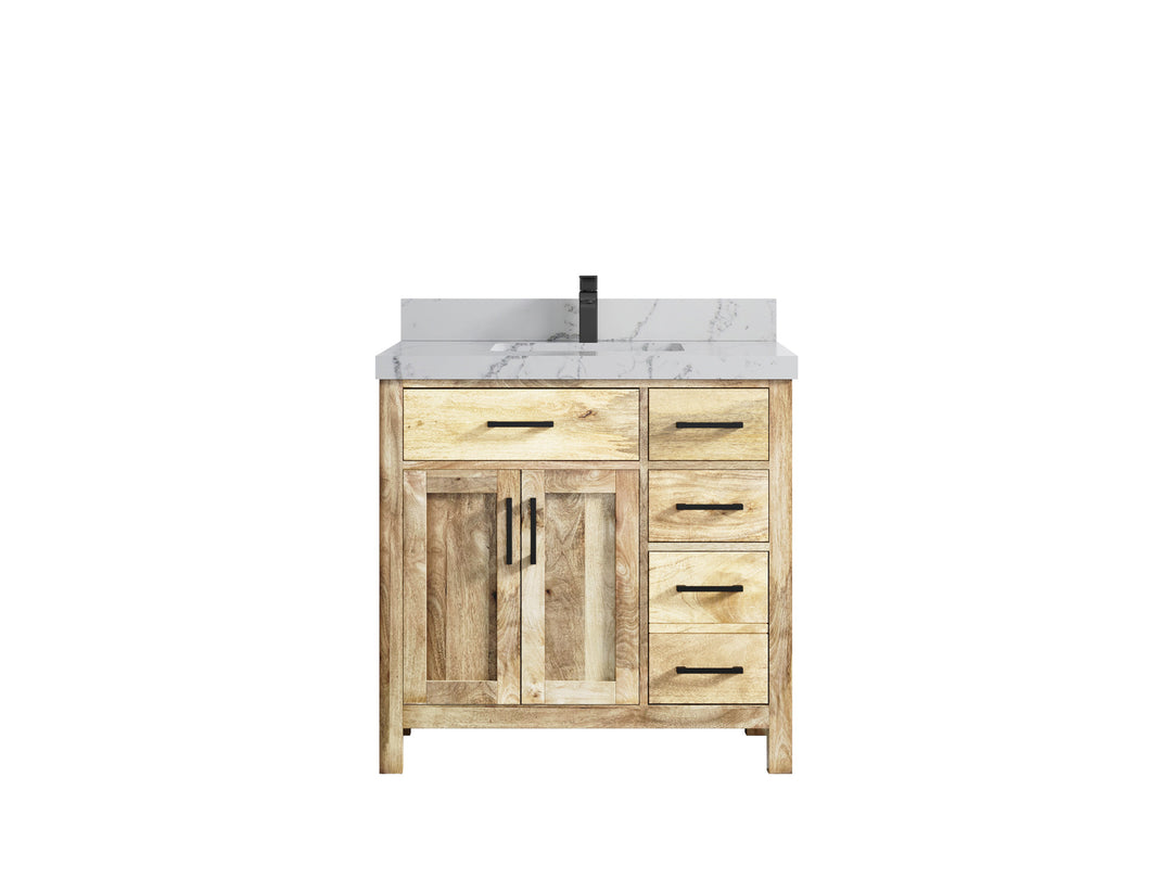 Malibu Mango Wood 36 in. W x 22 in. D Center Sink Bathroom Vanity