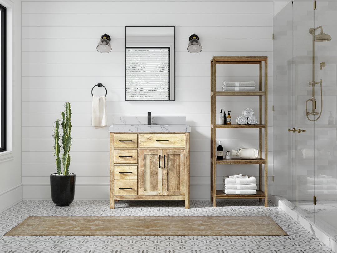 Malibu Mango Wood 36" W x 22" D Center Sink Vanity for a Luxe Bathroom Look