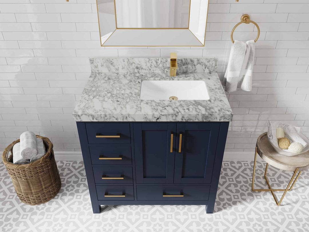 Malibu 36 in. W x 22 in. D Right Offset Sink Bathroom Vanity