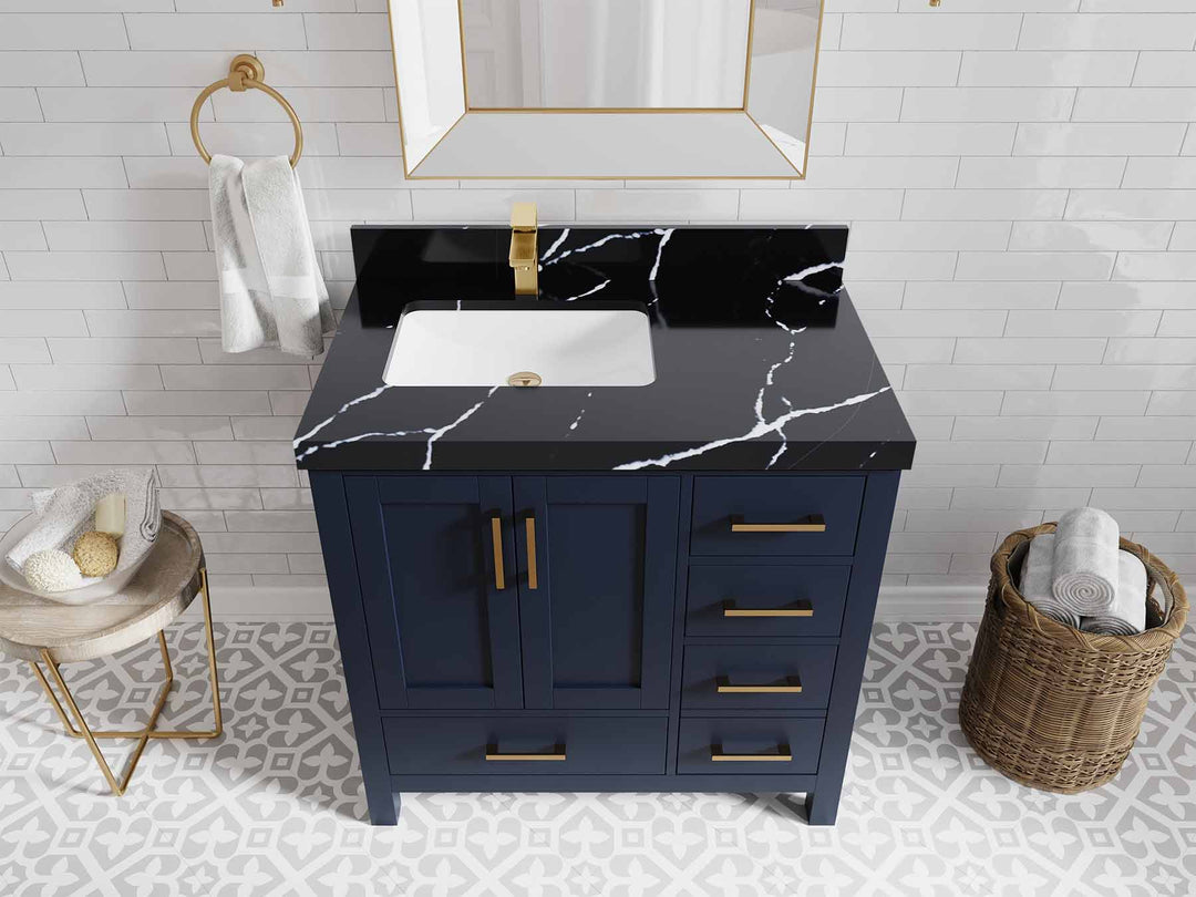 Malibu 36 in. W x 22 in. D Left Offset Sink Bathroom Vanity
