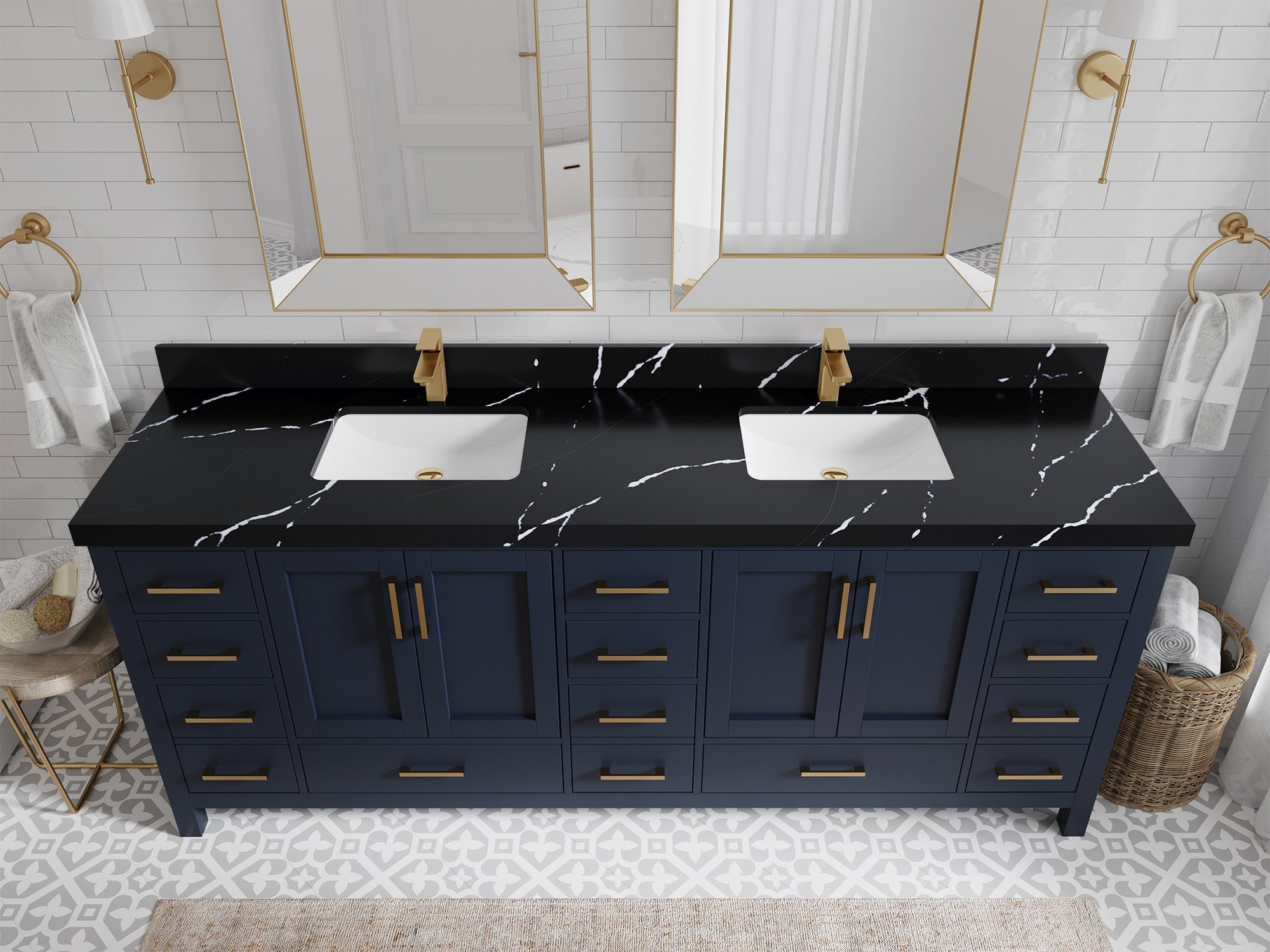 Malibu 84 in. W x 22 in. D Double Sink Bathroom Vanity