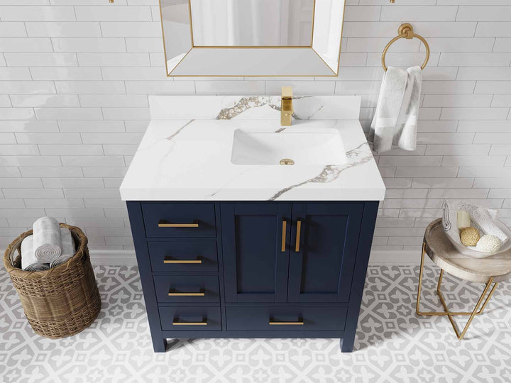 Malibu 36 in. W x 22 in. D Right Offset Sink Bathroom Vanity - photo 14