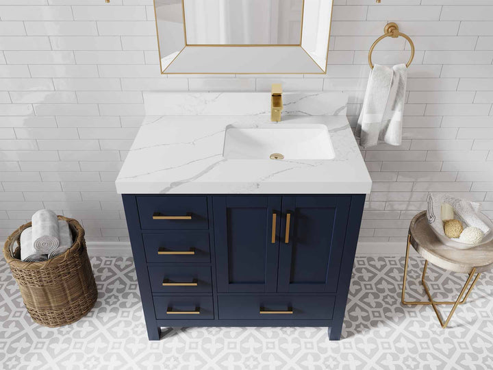 Malibu 36 in. W x 22 in. D Right Offset Sink Bathroom Vanity - photo 16