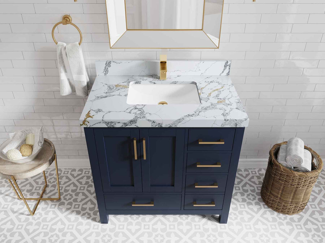 Malibu 36 in. W x 22 in. D Bathroom Vanity Center Sink