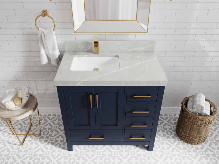 Malibu 36 in. W x 22 in. D Left Offset Sink Bathroom Vanity - photo 32