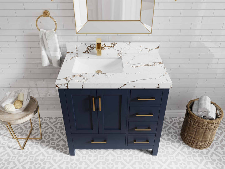Malibu 36 in. W x 22 in. D Left Offset Sink Bathroom Vanity - photo 38