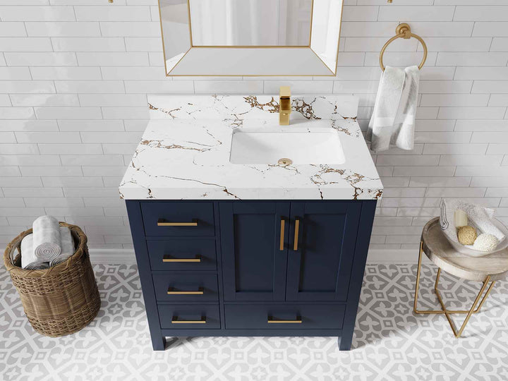 Malibu 36 in. W x 22 in. D Right Offset Sink Bathroom Vanity - photo 38