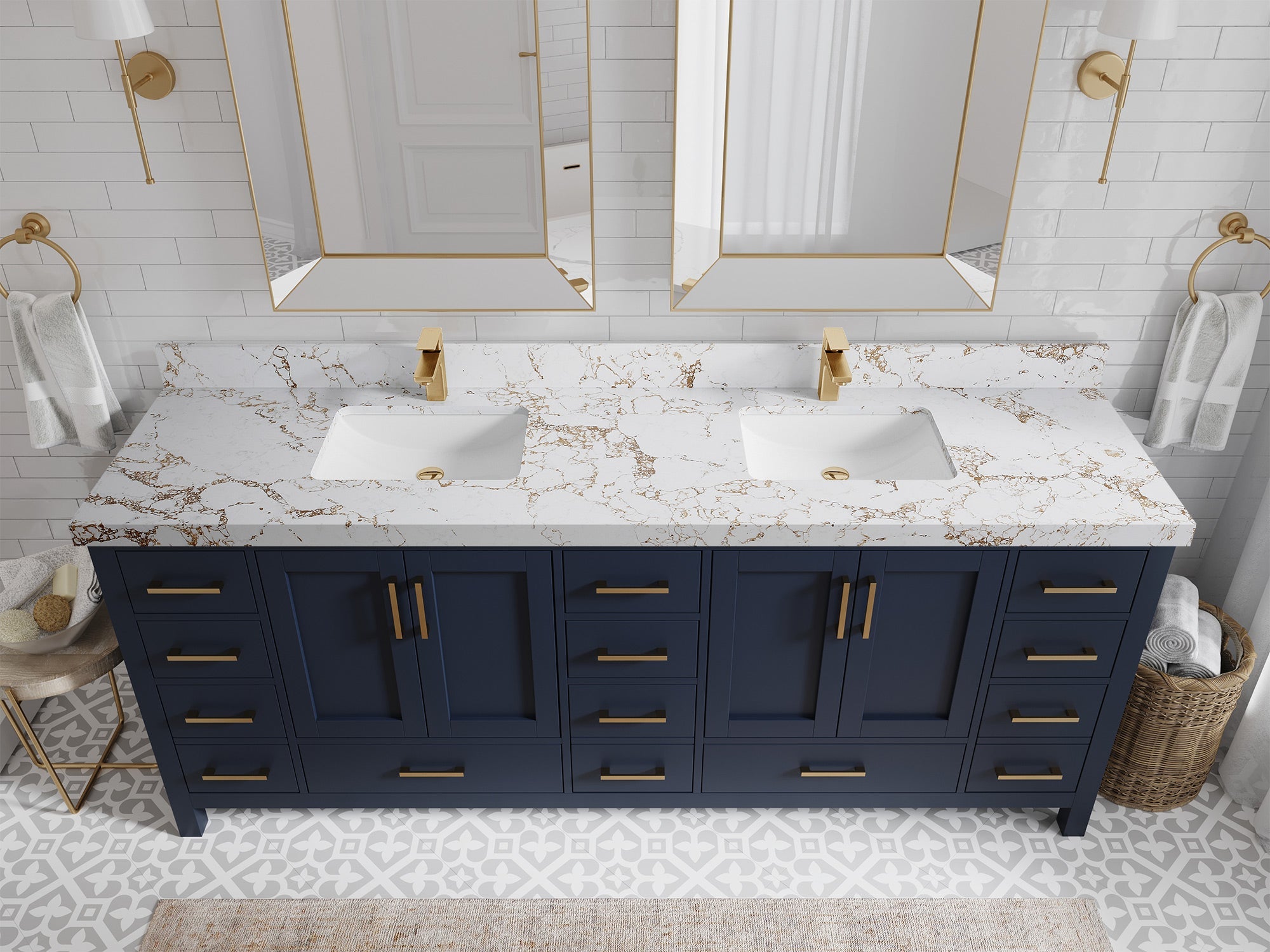 Malibu 84 in. W x 22 in. D Double Sink Bathroom Vanity