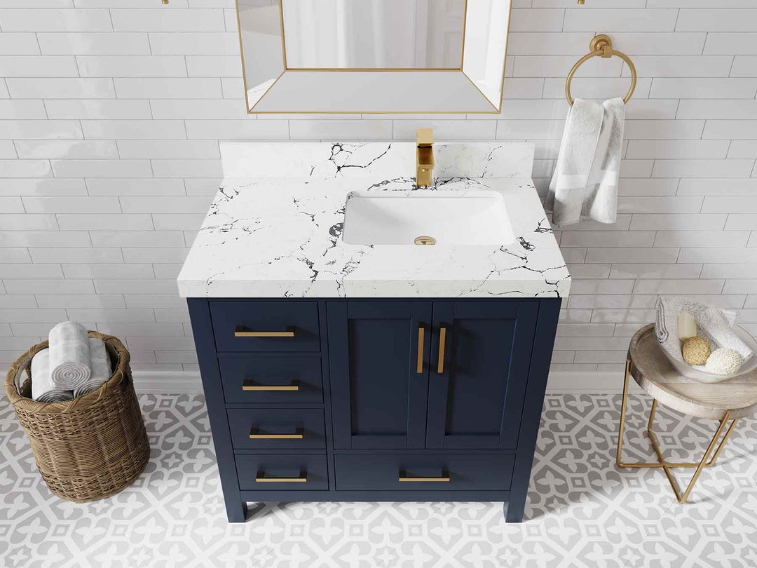 Malibu 36 in. W x 22 in. D Right Offset Sink Bathroom Vanity
