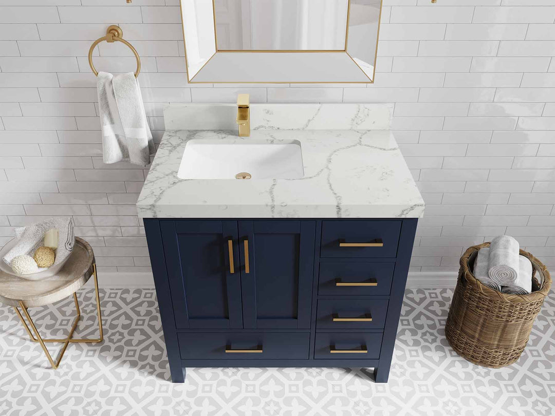 Malibu 36 in. W x 22 in. D Left Offset Sink Bathroom Vanity