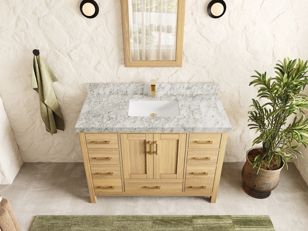 Malibu White Oak 48 in. W x 22 in. D Single Sink Bathroom Vanity