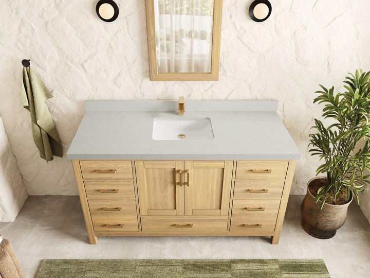 Malibu White Oak 60 in. W x 22 in. D Single Sink Bathroom Vanity - photo 8