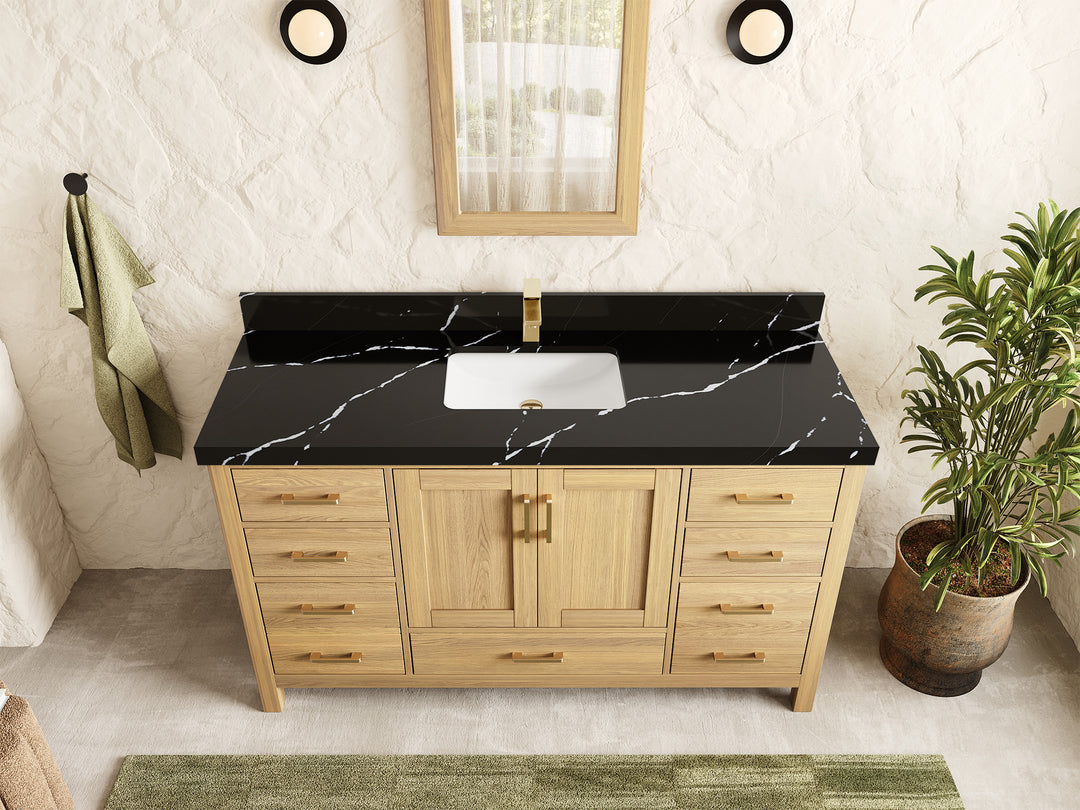 Malibu White Oak 60 in. W x 22 in. D Single Sink Bathroom Vanity