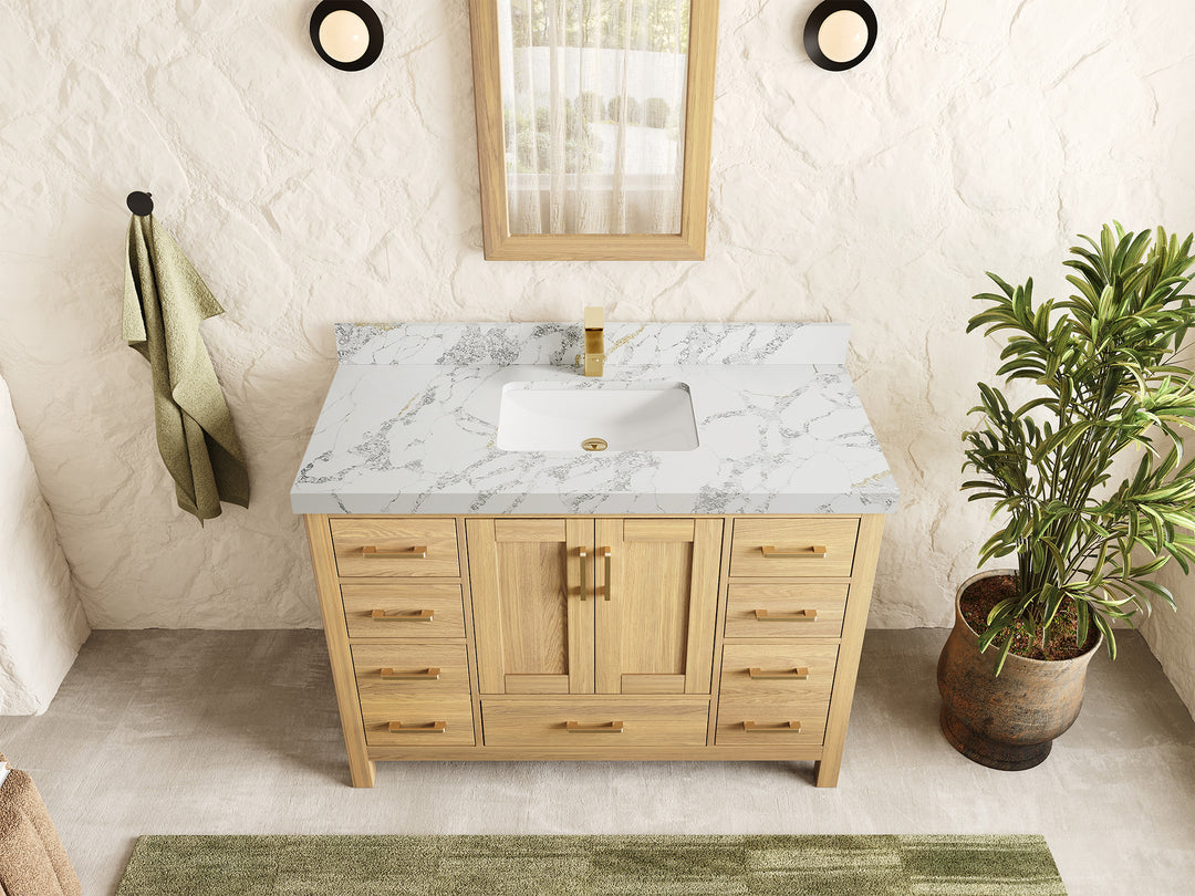 Malibu White Oak 48 in. W x 22 in. D Single Sink Bathroom Vanity